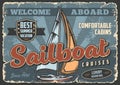 Sailboat cruises vintage flyer colorful Royalty Free Stock Photo