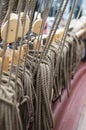 Sailboat deck ropes. sea cruise