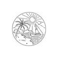 Sailboat design logo on tropical island