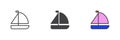 Sailboat different style icon set Royalty Free Stock Photo