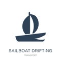 sailboat drifting icon in trendy design style. sailboat drifting icon isolated on white background. sailboat drifting vector icon