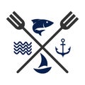 Sailboat fish restaurant logo Icon Illustration Brand Identity