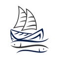 Sailboat fish restaurant logo Icon Illustration Brand Identity