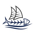 Sailboat fish restaurant logo Icon Illustration Brand Identity