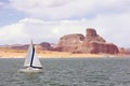 Sailboat floating in Lake Powell Royalty Free Stock Photo