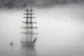 A sailboat in the Geiranger fjords in Norway Royalty Free Stock Photo