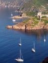 Sailboat and Girolata genovese fort