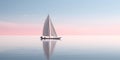 Sailboat Glides Lightly On The Waves Of An Ocean.