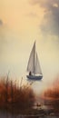 Romantic Sailboat In Foggy Lake - Stunning Realistic Landscape Photography
