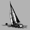 Sailboat on a grey background