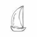 Sailboat hand drawn outline doodle icon. Boat travel and yacht, water transport, recreation concept. Vector sketch illustration Royalty Free Stock Photo