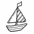 Sailboat hand drawn outline doodle icon. Boat travel and yacht, water transport, recreation concept. Vector sketch illustration Royalty Free Stock Photo