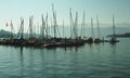 Sailboat harbor in evening Royalty Free Stock Photo