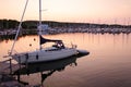 Sailboat harbor at sunset Royalty Free Stock Photo