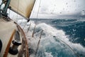 Sailboat Heeling in Rough Seas Royalty Free Stock Photo