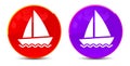 Sailboat icon glossy round buttons illustration
