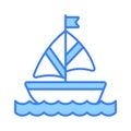 A sailboat icon represents a boat propelled by the wind using a sail, modern vector of boating Royalty Free Stock Photo