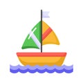 A sailboat icon represents a boat propelled by the wind using a sail, modern vector of boating Royalty Free Stock Photo