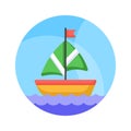 A sailboat icon represents a boat propelled by the wind using a sail, modern vector of boating Royalty Free Stock Photo