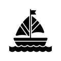 A sailboat icon represents a boat propelled by the wind using a sail, modern vector of boating Royalty Free Stock Photo