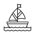 A sailboat icon represents a boat propelled by the wind using a sail, modern vector of boating Royalty Free Stock Photo