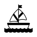 A sailboat icon represents a boat propelled by the wind using a sail, modern vector of boating Royalty Free Stock Photo