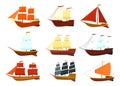 Sailboat icon set. Sail yacht vector cartoon. Vector illustration sailboat on white background