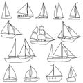 Sailboat icon vector set. yacht illustration sign collection. sailing ship symbol. sailfish logo.