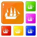 Sailboat icons set vector color Royalty Free Stock Photo