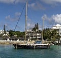 Sailboat infront of luxury home Royalty Free Stock Photo