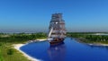 Sailboat in the lagoon