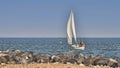 Sailboat Leaving Port - 2933 Royalty Free Stock Photo