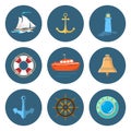 Sailboat, Lighthouse and Ship Equipment Royalty Free Stock Photo