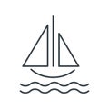 Sailboat line art thin icon