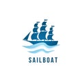 Sailboat logo template Royalty Free Stock Photo