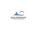 Sailboat logo template. Sunset and waves vector design Royalty Free Stock Photo