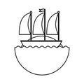 Sailboat marine isolated icon