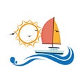 Sailboat maritime emblem icon