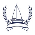 Sailboat maritime frame icon