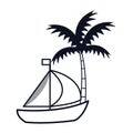 Sailboat maritime frame icon