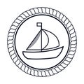 Sailboat maritime frame icon