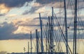 Sailboat mast against a dusk Sky