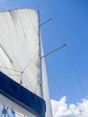 Sailboat mast in the mediterranean sea with blue sky. Royalty Free Stock Photo
