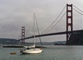 Sailboat moored near the Golden Gate Bridge
