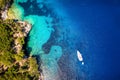 A sailboat moored off the coast of Kefalonia, Ionian Islands, Greece