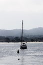 Sailboat Moored To Buoy In Monterey Bay California Royalty Free Stock Photo