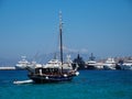 Sailboat and Motor Yachts in Mykonos