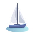 Sailboat nautical flat design. Yacht at the sea