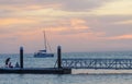 A sailboat near the jetty at Bribie Island