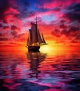 sailboat in the ocean at sunset